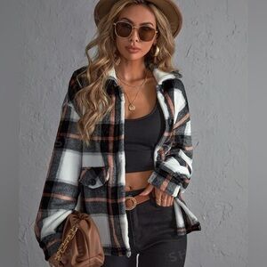 Plaid Print Drop Shoulder Jacket